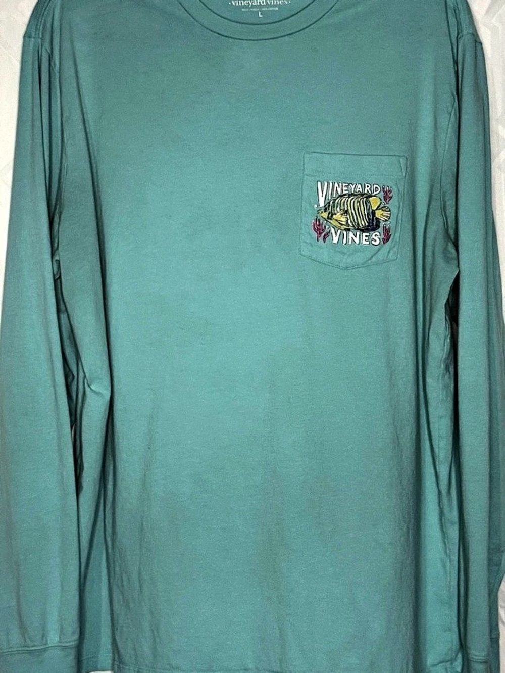 Vineyard Vines Long-Sleeve Pocket T-Shirt Graphic Tee in Blue Size